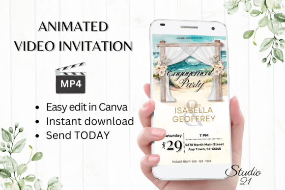 Beach Engagement Party Evite W1301: Your Digital Celebration Starter