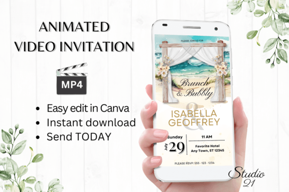 Beach Wedding Brunch Invite W9301: A Sun-Kissed Digital Solution