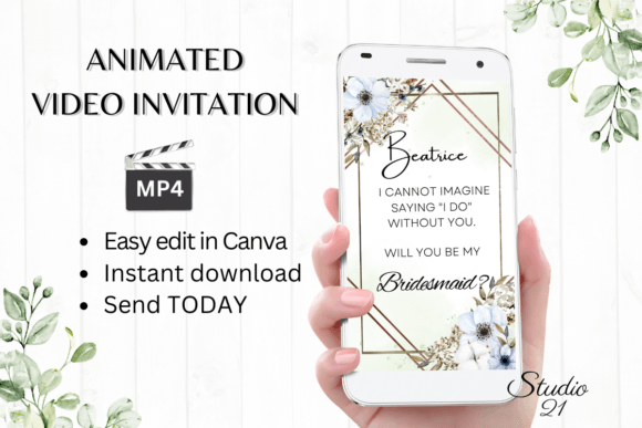 Boho Bridesmaid Proposal W3104M: Your Digital Invitation Solution