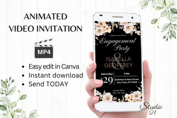 Boho Engagement Party Evite W1303: Modern Wedding Invitation Design