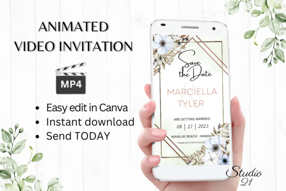 Boho Save the Date Announcement W2104: Effortless Wedding Invitations