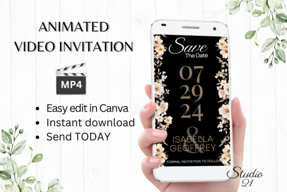 Boho Save the Date Notice W2305: A Modern Script for Digital Invitations