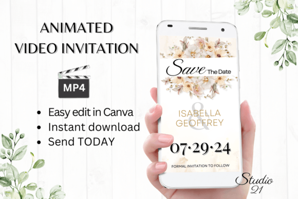 Boho Save the Date Notice W2306: Modern Typography for Memorable Moments