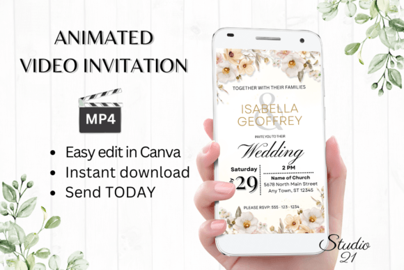 Boho Wedding Invitation W8302: A Modern Serif with Rustic Charm