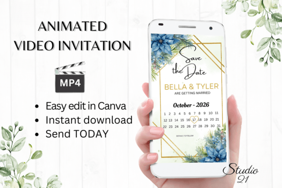 Christmas Save the Date W2214B: A Festive Digital Animated Invitation Template