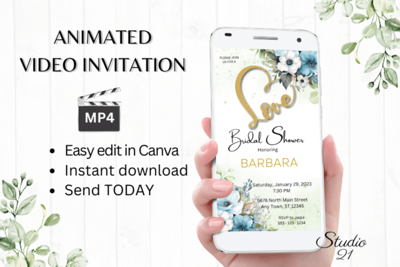 Digital Bridal Shower Evite W480: Effortless Animated Invitations
