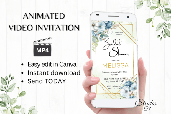 Digital Bridal Shower Evite W484: Your Instant Animated Invitation