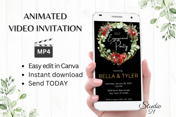 Smartphone Engagement Party Evite W199: Your Digital Celebration Starter