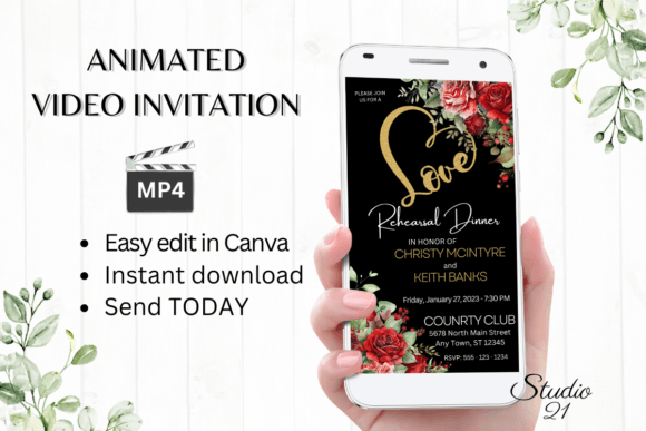 Smartphone Rehearsal Dinner Invite W791: Your Animated Digital Solution