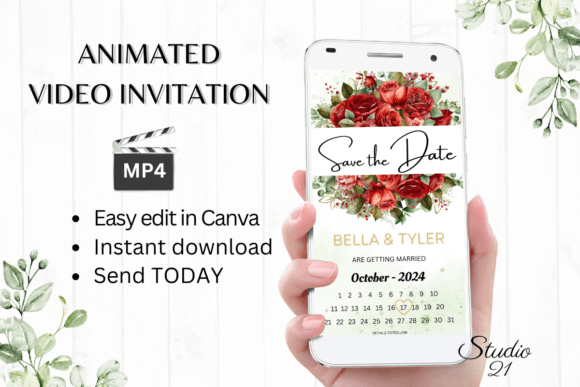 Smartphone Save the Date W296B: Your Animated Invitation Solution