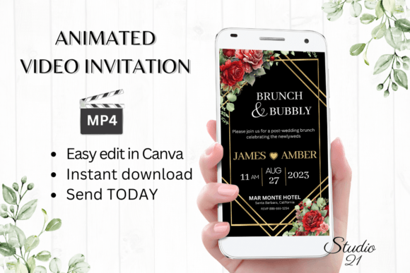 Smartphone Wedding Brunch Invite W995: A Modern Template for Your Celebration
