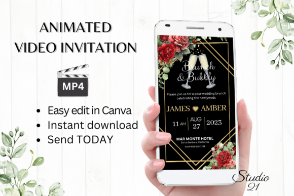 Smartphone Wedding Brunch Invite W995B: A Digital Evite Template
