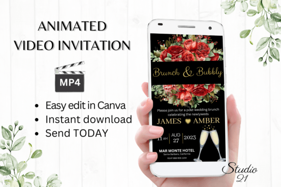 Smartphone Wedding Brunch Invite W997B: A Modern Digital Evite