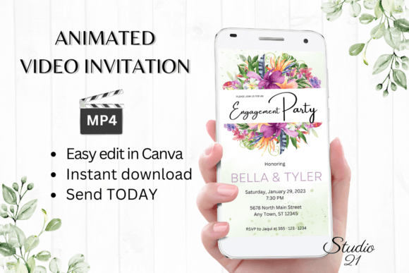 Tropical Engagement Party Evite W1116: Your Instant Celebration Solution