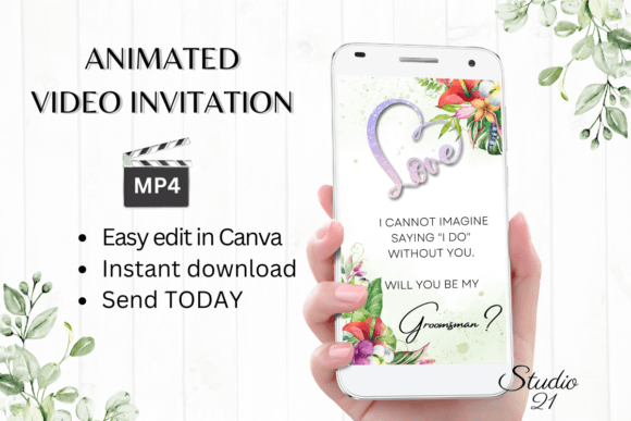Tropical Groomsman Proposal W3110GM: A Designer's Take on This Digital Invitation