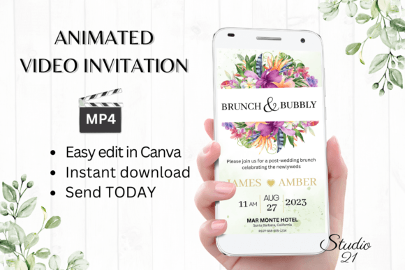 Tropical Wedding Brunch Invite W9116: Your Instant Digital Celebration